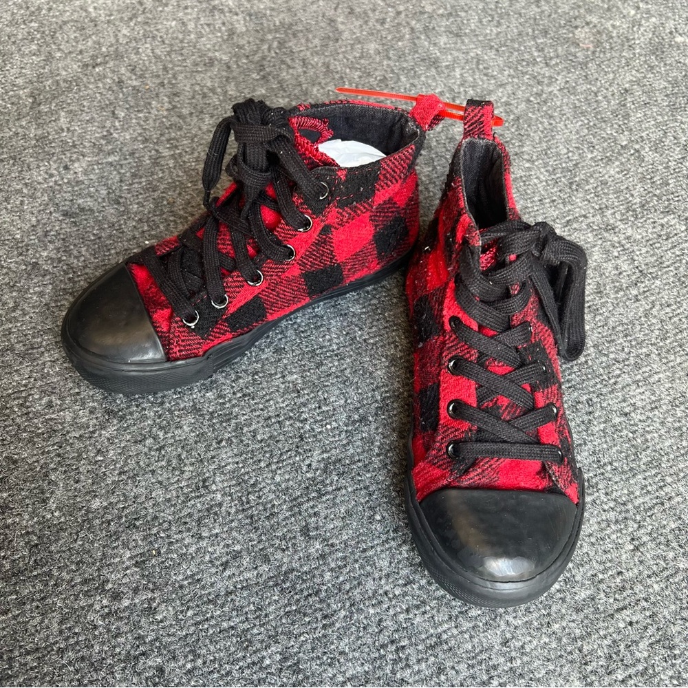 Plaid High-Top Kids Sneakers